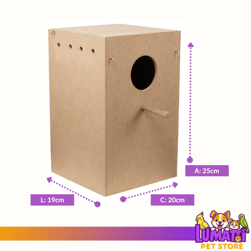 Ninho Vertical Para Red Rumped Ring Neck Rosela Gaiola e Viveiro em Madeira MDF — imagem 2 de 2