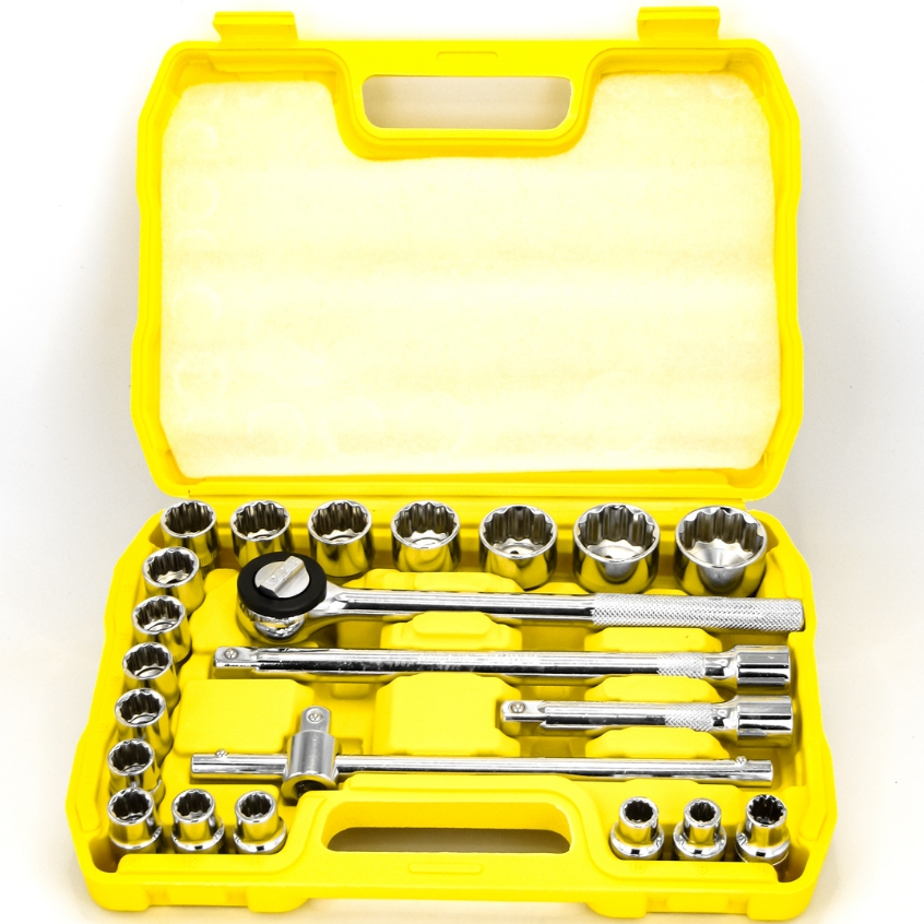 Jogo de Soquete 1/2 Pol Estriados com 22 Peças Profissional – Titanium Platina em Oferta na Shopee