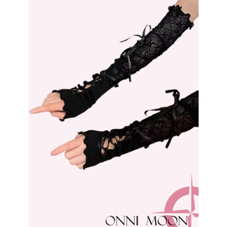 Luva Longa com Renda e Fita Trançada em Oferta na Shopee