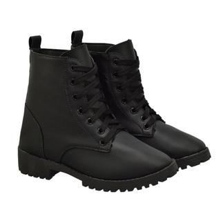 Bota Coturno Feminina Salto Bloco Cano Curto Tratorada Macia Confortável Preta Blogueira – Do 34 ao 39