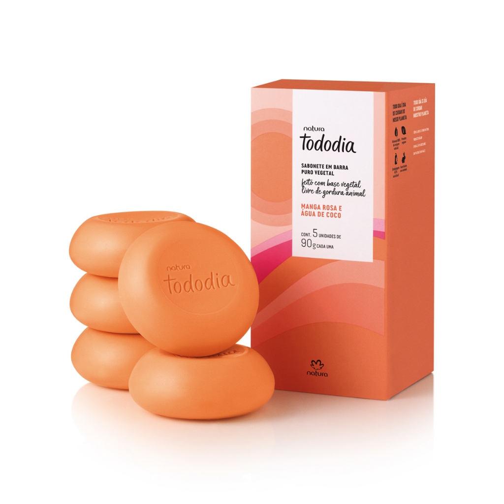 Sabonete em Barra Puro Vegetal Tododia Manga Rosa e Água de Coco (5 unidades) - Natura