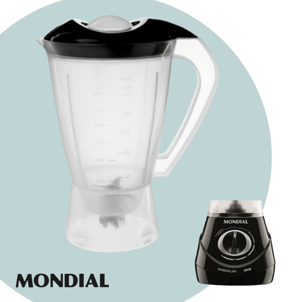 Copo Para Liquidificador Compatível Com Mondial Premium Tampa Preta Translucido