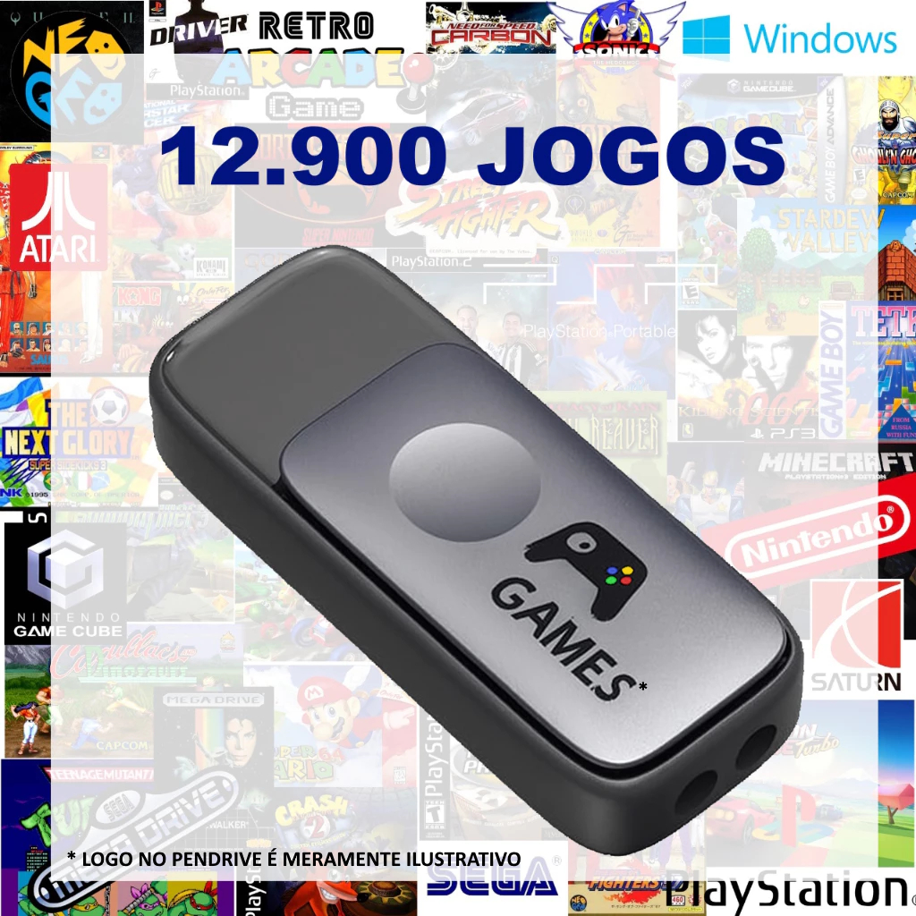 Pendrive 12900 Jogos Antigos para PC (128GB) ou HD (500Gb)