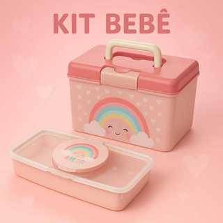 kit 2 Peças Maleta Organizador Farmácia + Porta lenços Umedecidos Infantil Bebê