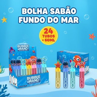 Bolha de Sabão Fundo do Mar cx c/24tubos Animais Marinhos Presente Prenda Kit festa Lembrancinha