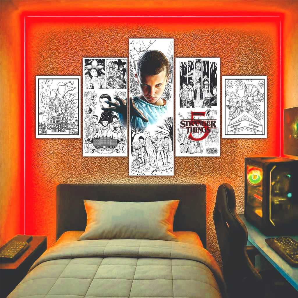 QUADRO DECORATIVO STRANGER THINGS 5 ELEVEN QUARTO