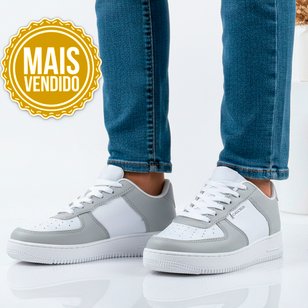 Tênis Feminino Academia Plataforma Unissex Cinza Branco em Oferta na Shopee