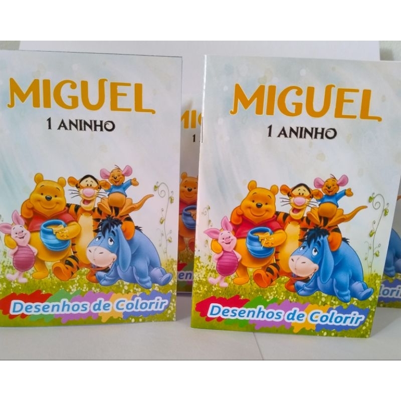 Livrinhos de Colorir Ursinho Pooh Personalizado com nome - Lembrancinhas Festa de Aniversário Infantil Personalizado