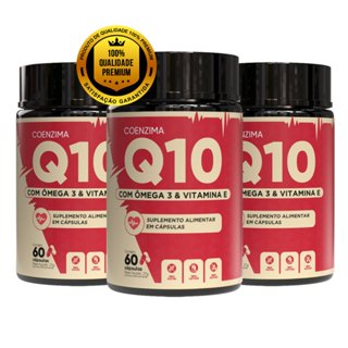 Coenzima Q10 + Ômega 3 + Vitamina E | 3 em 1 Energia, Imunidade, Coração e Cérebro – 60 Caps em Oferta na Shopee