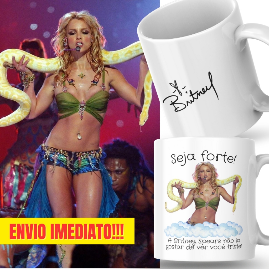 Caneca Xicara Porcelana 325ml Seja Forte Britney Spears Personalizada Presente Decoração Casa