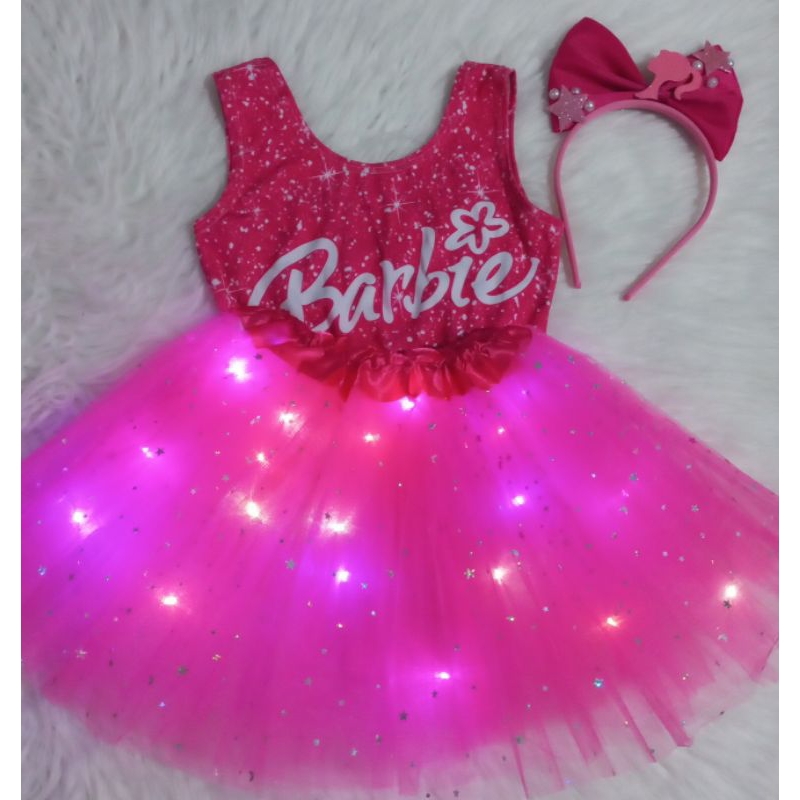 kit fantasia infantil 3pçs saia de tule led luz e body suplex um acessório. em Oferta na Shopee