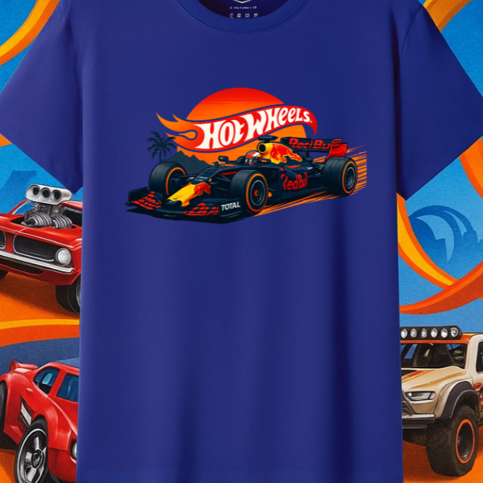 Camiseta camisa blusa Hot Wheels Fórmula 1 Infantil Carros Red Bull Jogo algodão 100%
