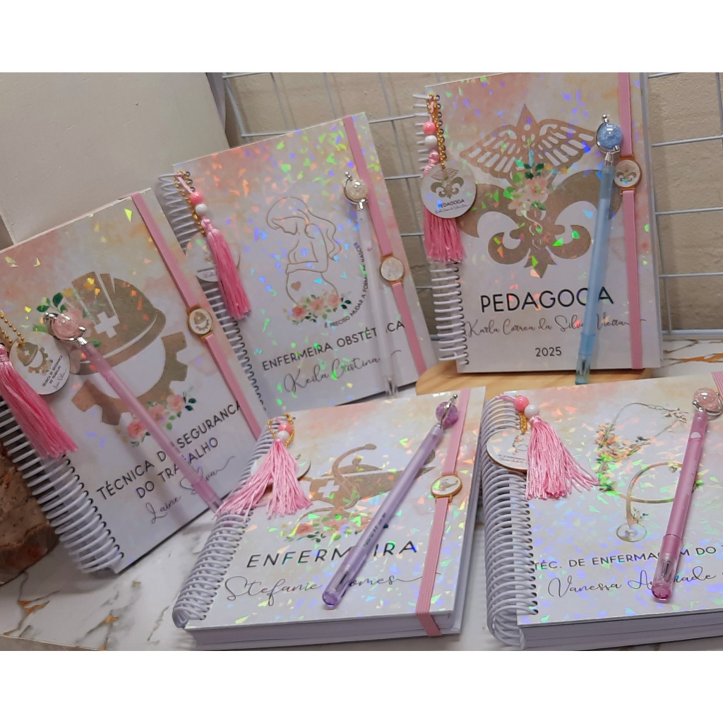 Caderno Pautado Profissões minimalista luxo Holográfico + Caneta fofa em Oferta na Shopee