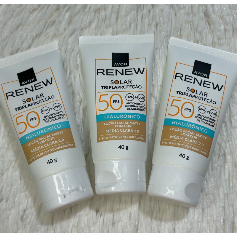 Kit 3 Protetor Solar Com Cor Facial Renew 50FPS MÉDIA CLARA 2.0