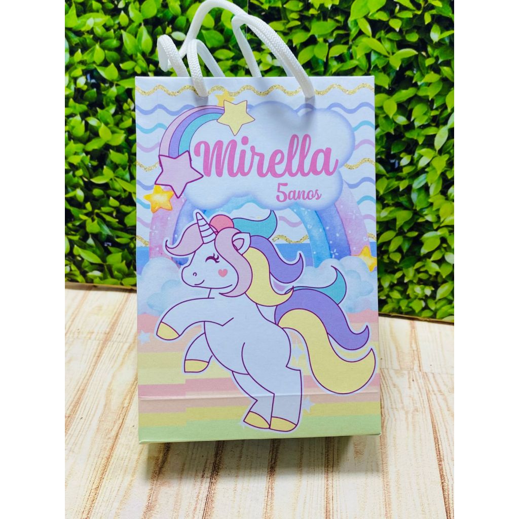 Sacolinha Surpresa Personalizada  Unicórnio  - Lembrancinha  Unicornio PEGUE E MONTE - Festa Infantil