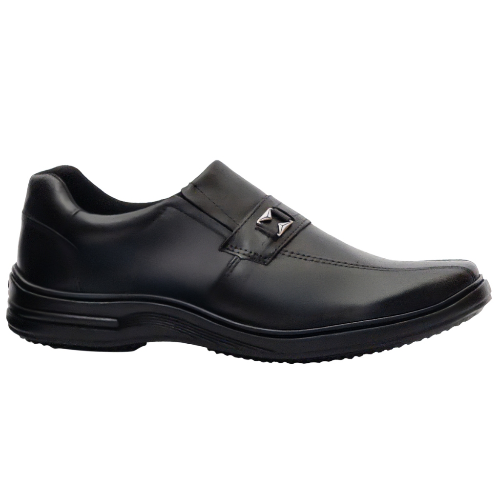 Sapato Social Masculino Em Couro Legitimo Linha Comfort Bico Quadrado