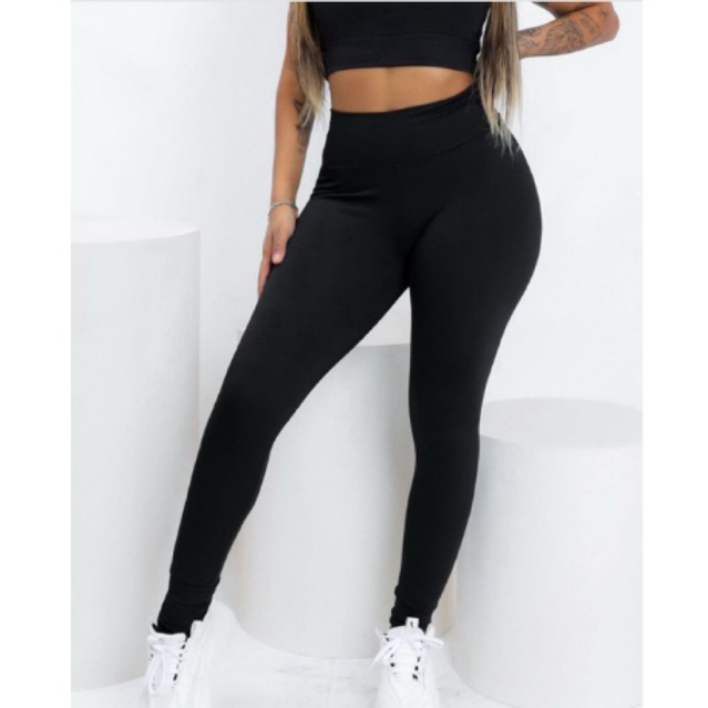 Calça Legging em POLIAMIDA  Academia Feminino Grossa Cós Alto Preto Básico Zero Transparência Excelente Qualidade