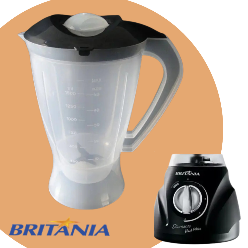 Copo Para Liquidificador Compatível Com Britania Diamante / Eletrolux Chef Tampra Preta Translucido