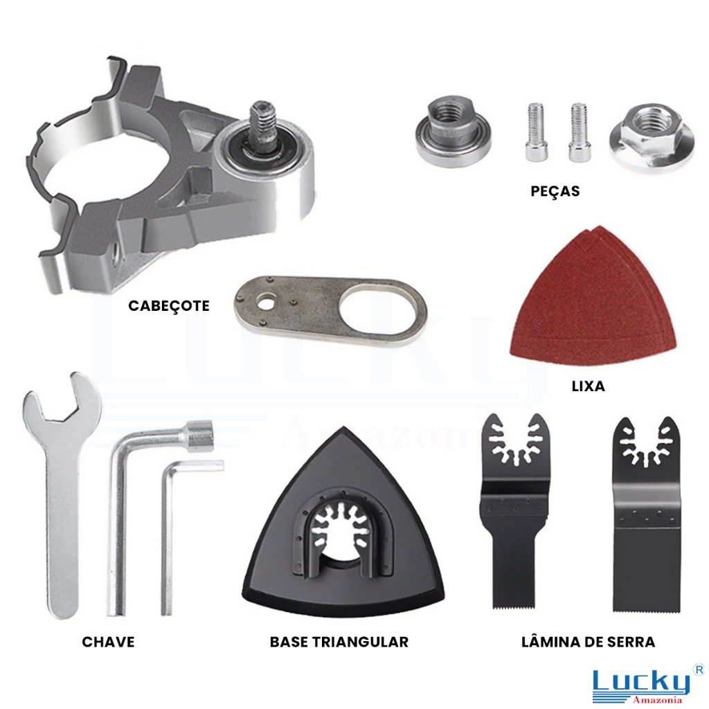 Kit Adaptador Esmerilhadeira Universal Multiuso Multifunção Oscilante Adaptador Angular Lixa Corte