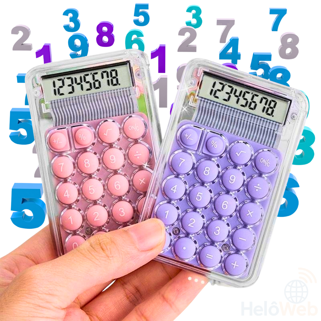 Calculadora Mini Compacta Portatil Transparente para Escritório e Estudos Faculdade Trabalho em Oferta na Shopee
