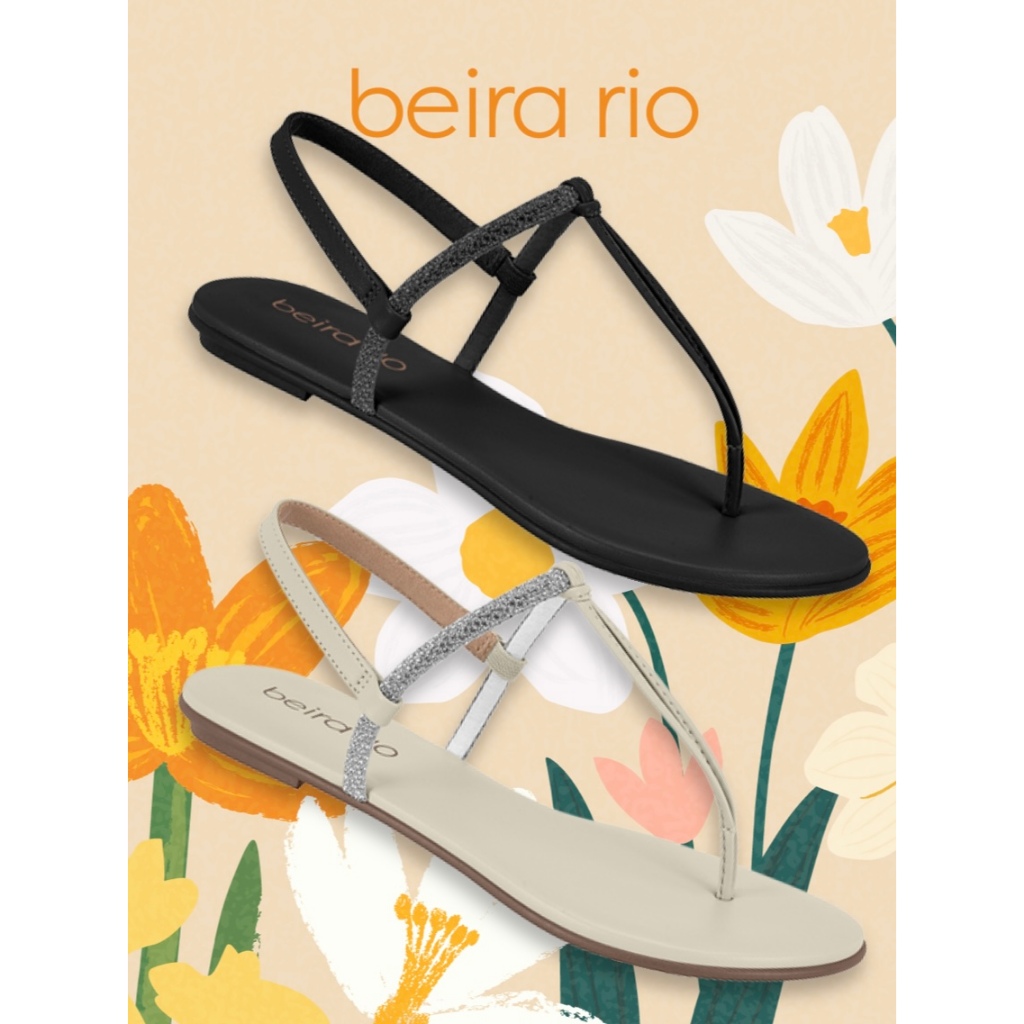 Rasteirinha Feminina Confortável Beira Rio com Strass – Conforto e Elegância para o Seu Dia a Dia em Oferta na Shopee