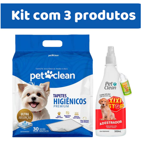 Tapete Higiênico Pet Clean 60x55cm + Kit Adestrador Sanitário Xixi Sim + Xixi Não em Oferta na Shopee