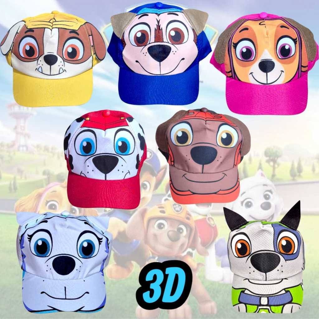 Boné Infantil 3D Patrulha Canina | Meninos e Meninas 3 a 8 Anos | Modelos Variados