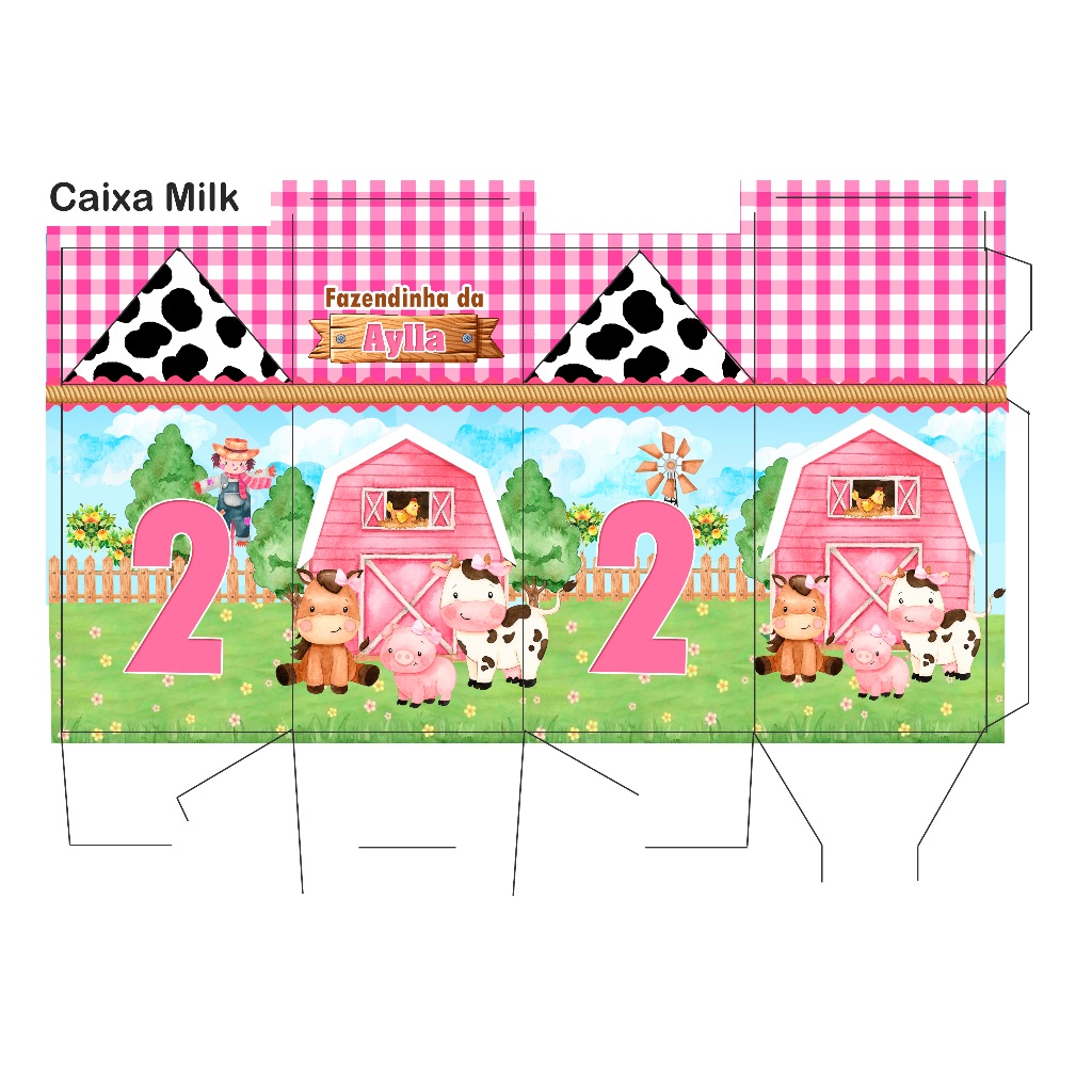 Kit Pegue Monte Personalizados Fazendinha Rosa 20 a 60 Caixinhas Lembrancinhas Aniversário