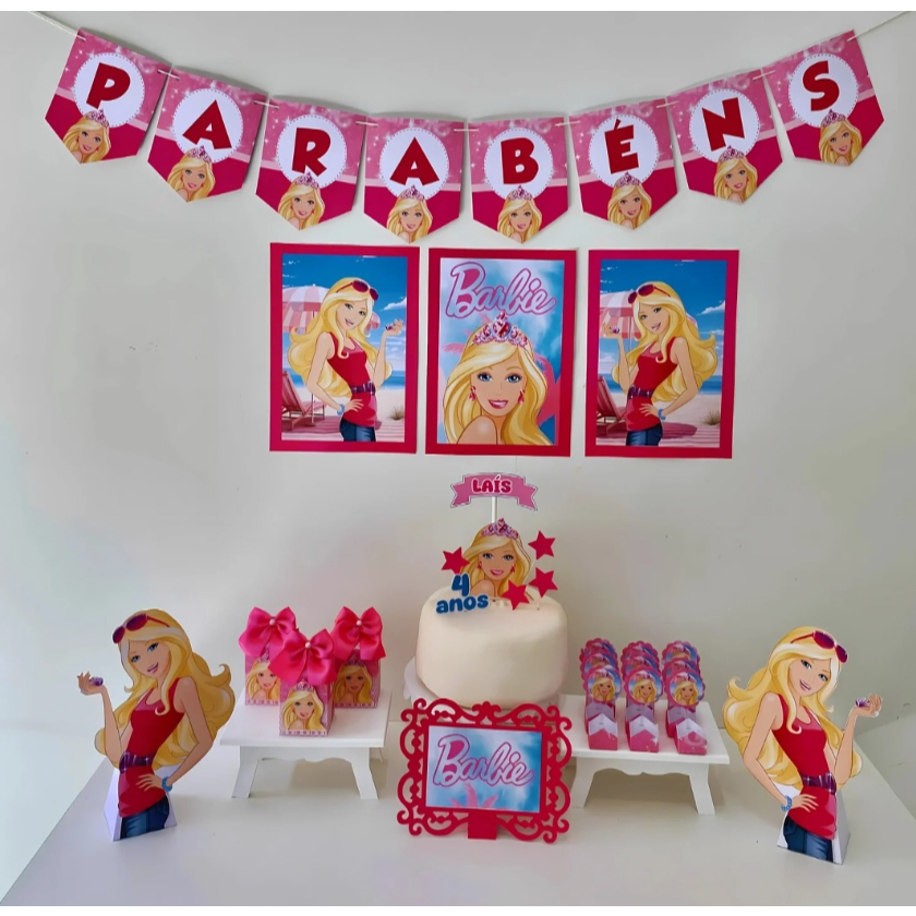 Kit Festa Barbie Princesa Personalizado | Só Bolinho | Mesversário | Aniversário Decoração Casa e Escola