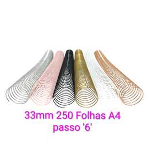 Espiral metálico 33mm 250 folhas A4 56 furos Passo ''6'' caixa com 4 unidades em Oferta na Shopee