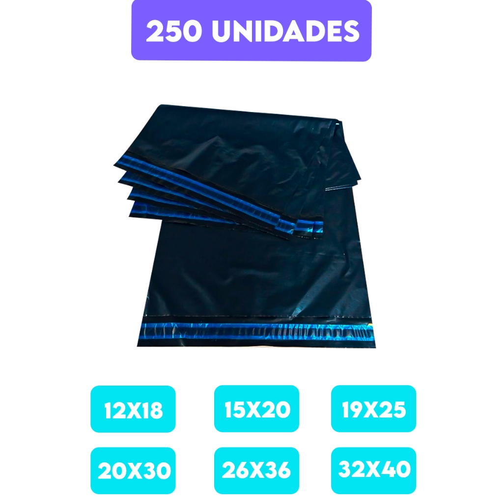 KIT 250 Saco de Envio Cinza Envelopes Ecológico Impermeável e Antiviolação Embalagem 12x18 15x20 19x25 20x30 26x36 32x40