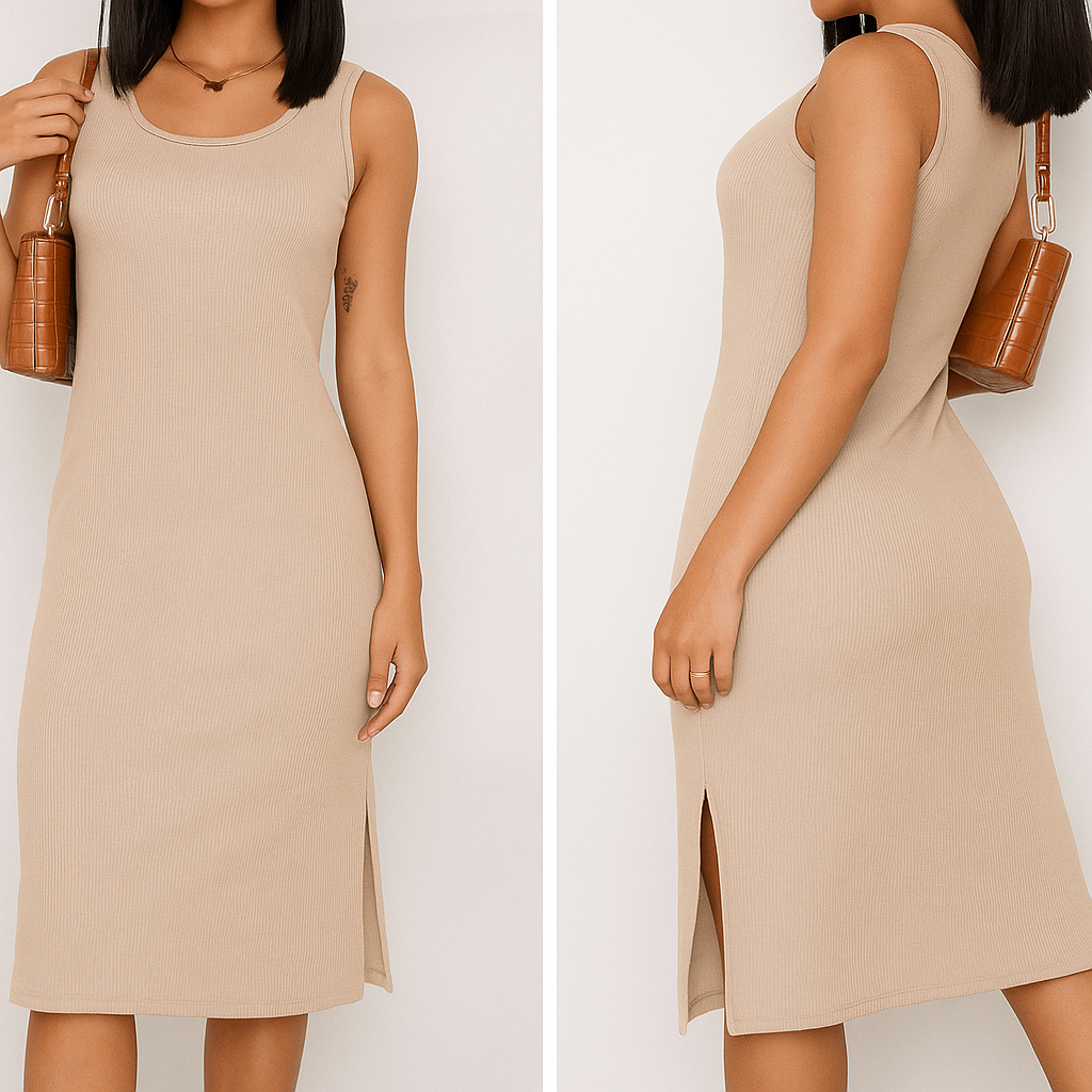 Vestido Mídi Ana Ruga – Elegância e Conforto em Cada Detalhe em Oferta na Shopee