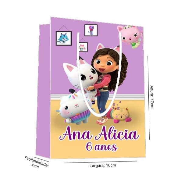 Sacolinha A Casa Mágica da Gabby Personalizada para Aniversário/ Lembrancinha Festa Infantil / Qualquer nome e idade