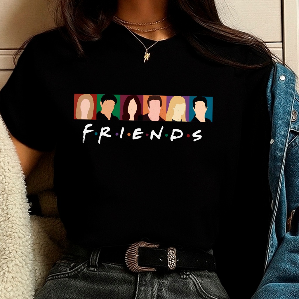 Camiseta Feminina Friends | Estampa da Série | Cores Preta, Azul, Rosa, Vermelha e Amarela P ao GG em Oferta na Shopee