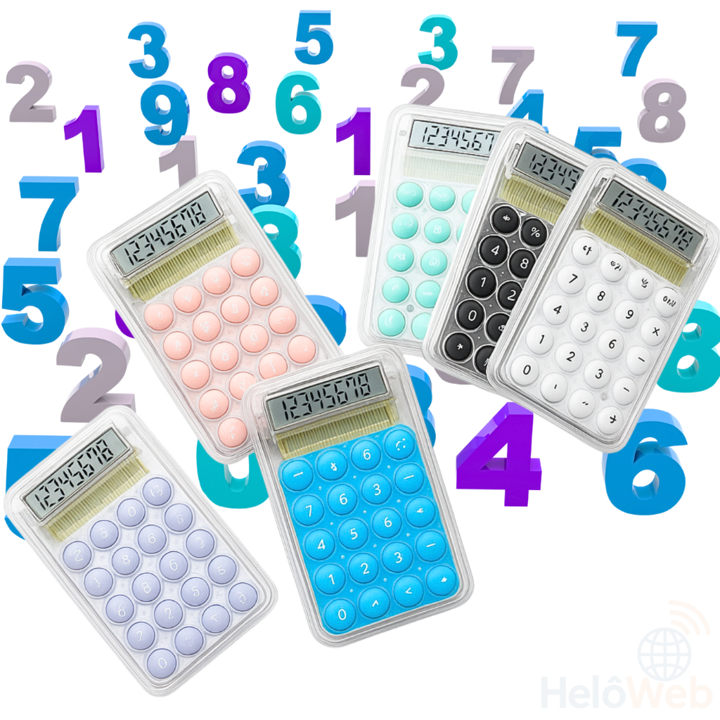 Calculadora Pequena Transparente – Ideal para Bolsa Estojo Trabalho Escola
