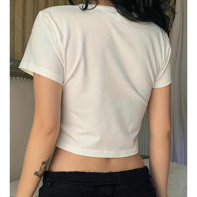 Cropped Paris Estiloso e Casual blusinha Algodão Moderna e Delicada
