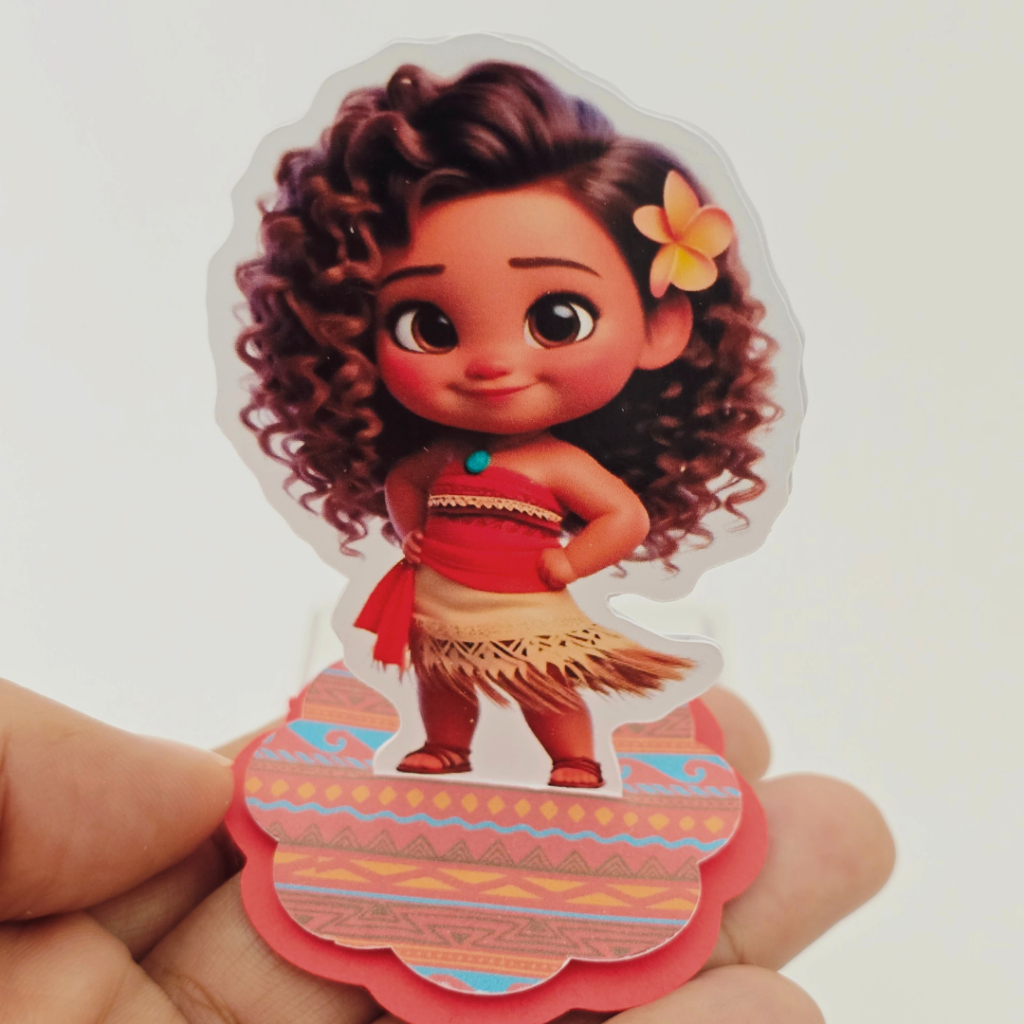 Kit 12 Apliques 3D Princesa Moana Baby Cute Lembrancinha Aniversário Caixinha Personalizada