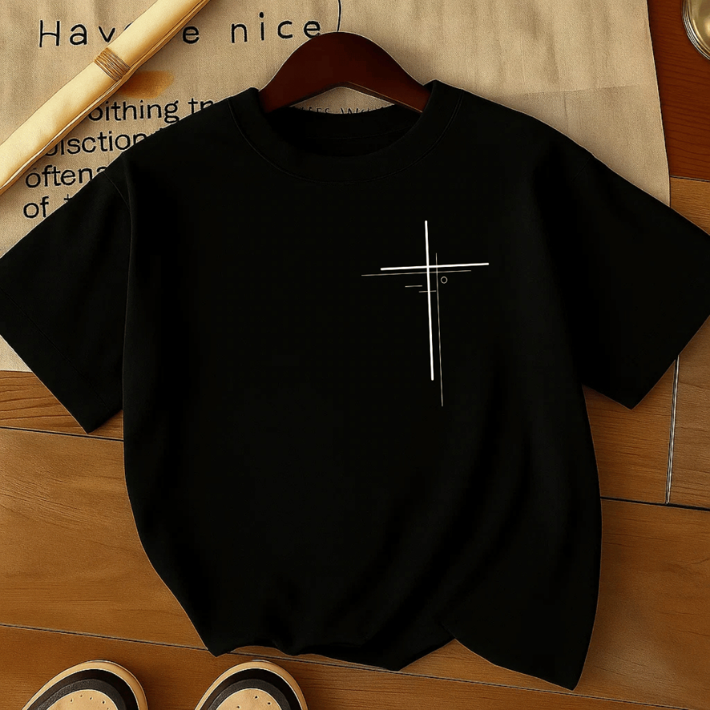 Camiseta Masculina Estampada Cruz Linhas 100% Algodão Premium Blusa Camisa Academia Treino Verão Manga Curta Casual