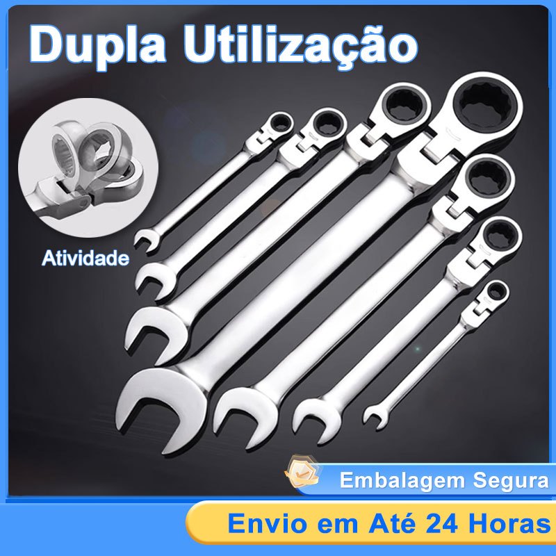 Kit 7 Peças Chave Ferramenta Combinada Catraca Boca Profissional