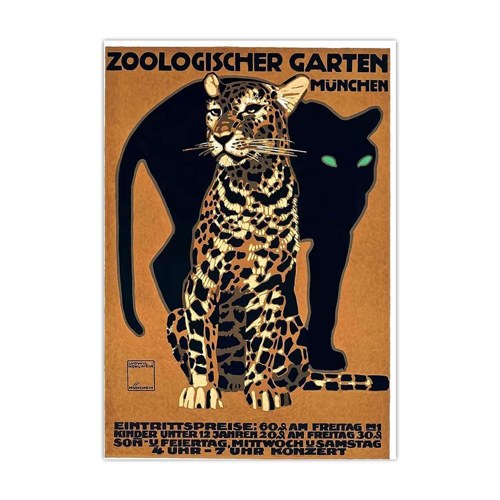 Quadros decorativos Zoológicos Garten München Leopardo Vintage (1 peça)