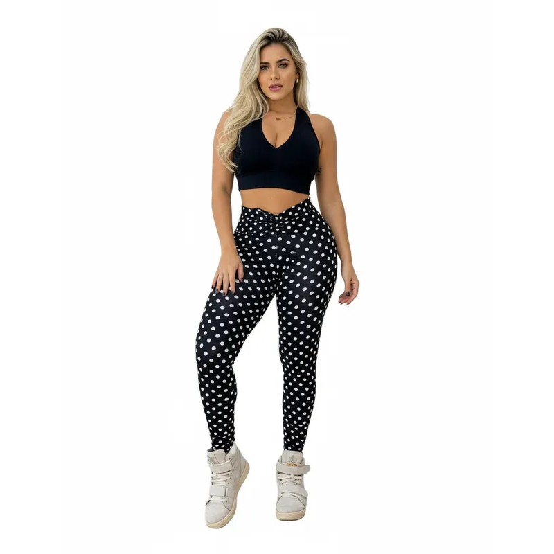 Conjunto Com Calça Leg Cordinha + Top Poa Roupa Para Academia em Oferta na Shopee