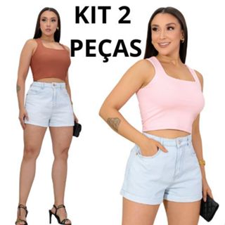 KIT 2 CROPPED REGATA QUADRADO BLUSINHA  FEMENINO  DA MODA ALTA em Oferta na Shopee