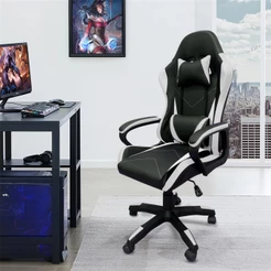Cadeira Gamer Reclinável Com Almofadas para Lombar e Pescoço cor:Amarelo