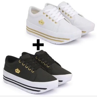 kit 2 pares tenis sola alta feminino coroa leve macio e confortavel em promoção (envio imediato) em Oferta na Shopee