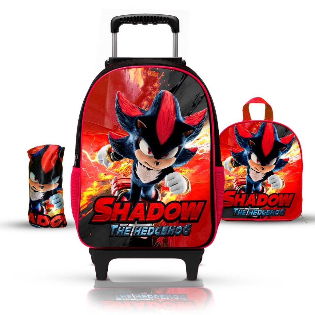 KIT Mochila Escolar Infantil Shadow de rodinhas com lancheira e estojo - Reforçada em Oferta na Shopee