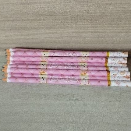 35 lápis personalizados lembrancinha para festa infantil princesa ursinha