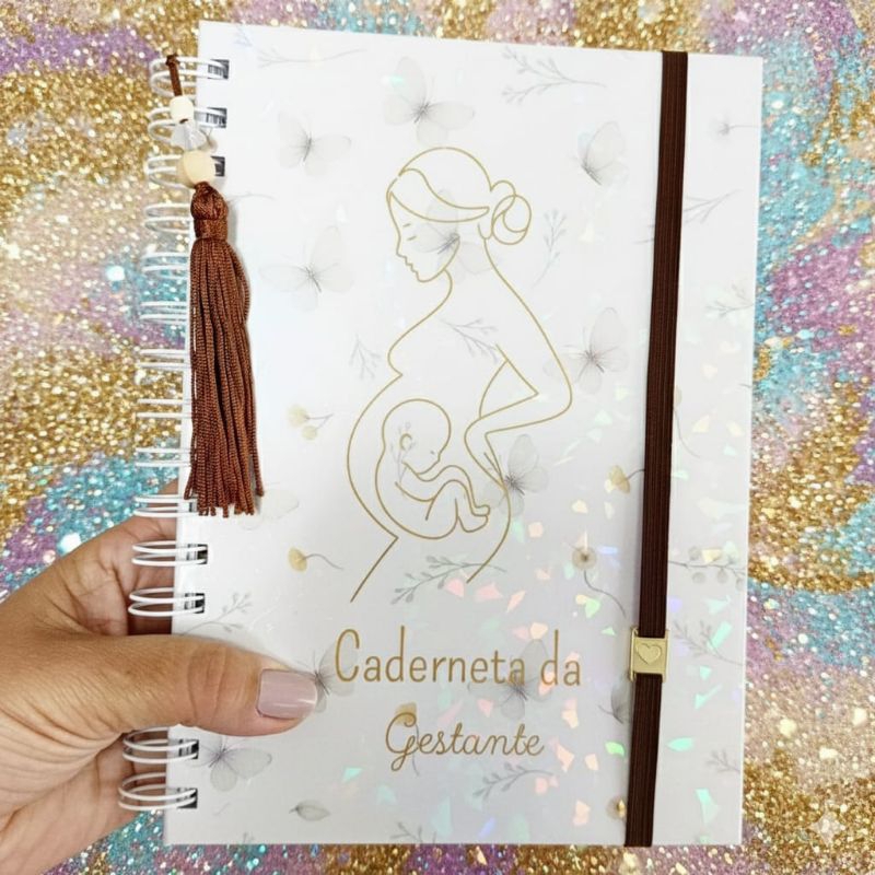 Caderneta da gestante,capa dura Personalizada Holográfica 144 páginas frente/verso