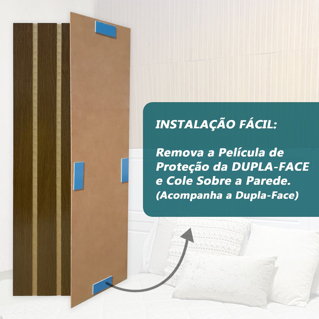 Painel Ripado em MDF Decorativo Cor Castanho– Kit com 10 Placas 45x10cm para Interiores - Moveis