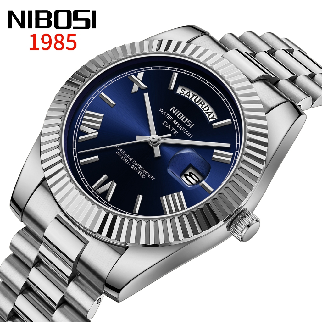 NIBOSI Relógio masculino Relógio à prova d'água original Relógio de quartzo com calendário em aço inoxidável 2628 em Oferta na Shopee