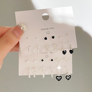 Conjunto de brincos de pérolas artificiais em formato de gota de óleo e borboleta em Oferta na Shopee